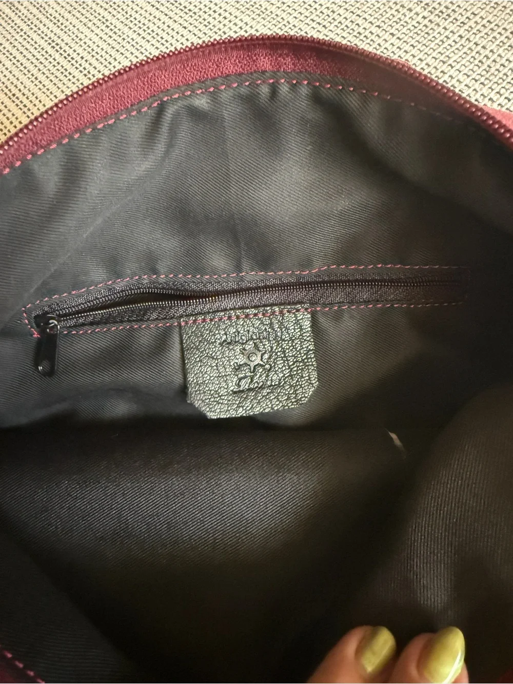 Women's Burgundy Genuine Italian Leather Backpack - Unbranded